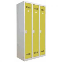 3-column clean industry locker with keys 300 mm lime green