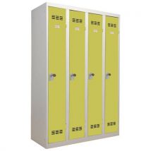 4-column clean industry locker with hasp 300 mm lime green