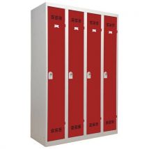 4-column clean industry locker with hasp 300 mm red
