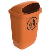 Orange 50-l public waste bin