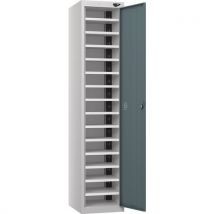 Silver/grey 1 door 15 tier powered laptop locker - 2 usbs