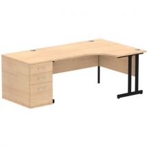 Maple right corner desk - cantilever/pedestal - 1.6x0.8m