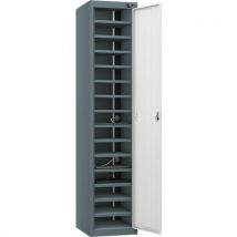 Grey/white 1 door 15 tier powered laptop locker - 3-pin plug