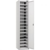 Silver/white 1 door 15 tier laptop locker - 3-pin plug