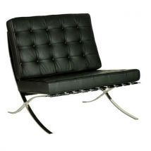 Leather Reception Sofa - Square Stitching & Chrome Frame