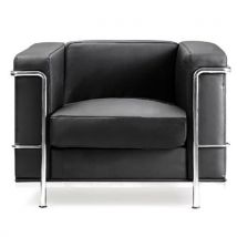 Reception Chairs - Leather Faced Armchair - Black & Chrome