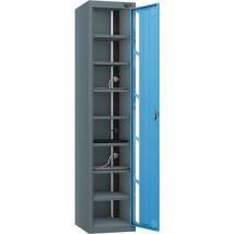 Grey/blue 1 vision door 8 tier laptop locker - 3-pin plug