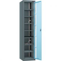 Grey/pale blue 1 vision door 8 tier locker - 3-pin plug