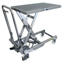 Stainless steel mobile lifting table - capacity 150 kg