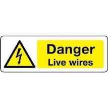 Self adhesive vinyl danger live wires hazard sign 100x300mm