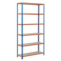 Rapid 2 1600hx915wx760mmd blue/orange 6 chipboard shelves