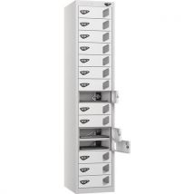 Silver/white laptop locker - 15 vision doors - 3-pin plug