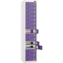 White/violet laptop locker - 15 vision doors - 3-pin plug