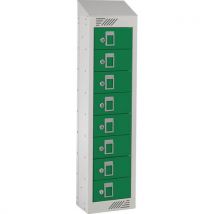 Green 8 Tier Personal Item Locker with Sloping Top by Biocote