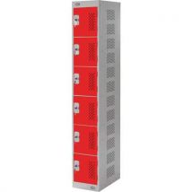 Red 6 Door Equipment Charging Locker 1800x300x300mm by Biocote