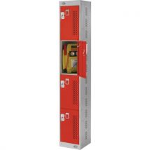 Red 4 Door Equipment Charging Locker 1800x300x450mm by Biocote