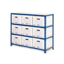 Rapid 2 document storage unit - blue - 9 brown boxes