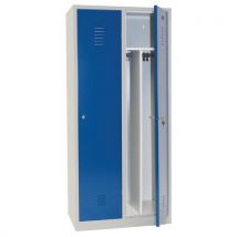 Locker for dirty workwear 2 compartments/base grey/blue + key lock