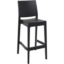 Black plastic outdoor bar stool - seat height 75cm - zap