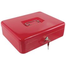 Red steel cash box with key
