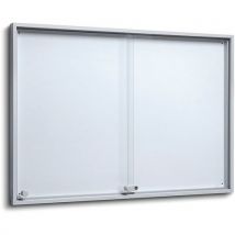Slim indoor display case sliding doors magnetic back