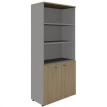 Tall cabinet with glass doors height 200 cm light oak