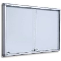 Indoor display case sliding doors magnetic back