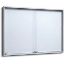 Slim indoor display case sliding doors magnetic back