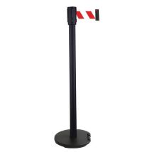 Black post with white/red 2-m strap black base with wheels