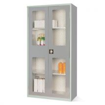 Grey mesh door cupboard with 3 shelves 1830x915x457mm
