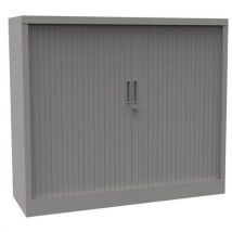 Grey monobloc cabinet with tambour doors h100xl100 light grey doors 2 shelves nf