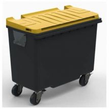 500L Wheelie Bin with Yellow Lid - 4 Wheels - Recyclable - Waste Management