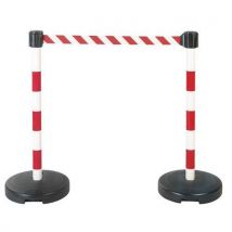 Set of two posts 100-cm with red/white pvc belt