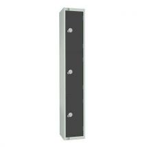 Dark grey 3 door antibac locker 1800x300x450mm cylinder lock