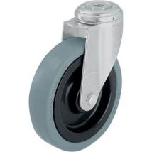 Swivel bolt-hole castor d=125 mm c=100 kg ball bearing hub rubber tyre polyamide body