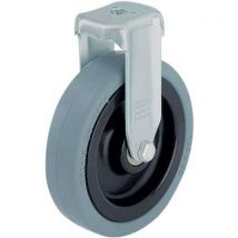 Fixed bolt-hole castor d=100 mm c=90 kg ball bearing hub rubber tyre polyamide body