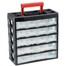 Plastic 15-drawer 27-compartment case with label holder