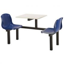 2 seat canteen table - 1-way access - blue seat - white top