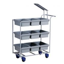 Trolley for orders/mail with grey containers