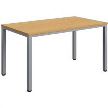 Light oak/silver rectangular meeting table - 1400x800mm -fsc