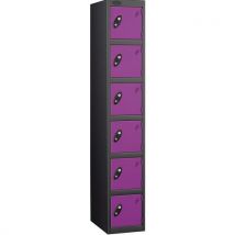 Lilac black frame flat top 6 door locker 1780x305x305mm