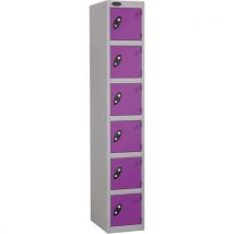 Lilac silver frame flat top 6 door locker 1780x305x305mm