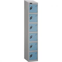 Ocean silver frame sloping top 6 door locker 1930x305x305mm