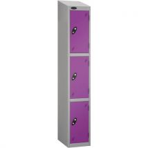 Lilac silver frame sloping top 3 door locker 1930x305x460mm