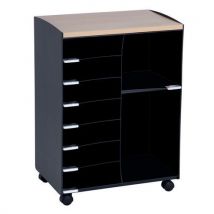 Black 9-compartment mobile trolley - paperflow