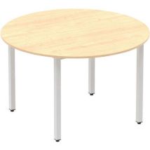 Round desk - maple - silver box leg - w 120 cm - impulse