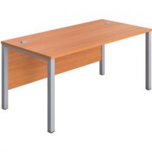 Beech/silver goal post rectangular desk - 1400x800mm - fsc