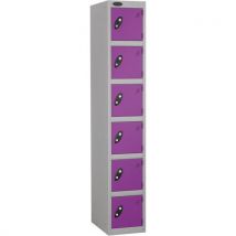 Lilac silver frame flat top 6 door locker 1780x305x460mm