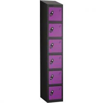 Lilac black frame sloping top 6 door locker 1930x305x460mm