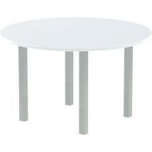 Round desk - white - silver frame leg - w 120 cm - impulse